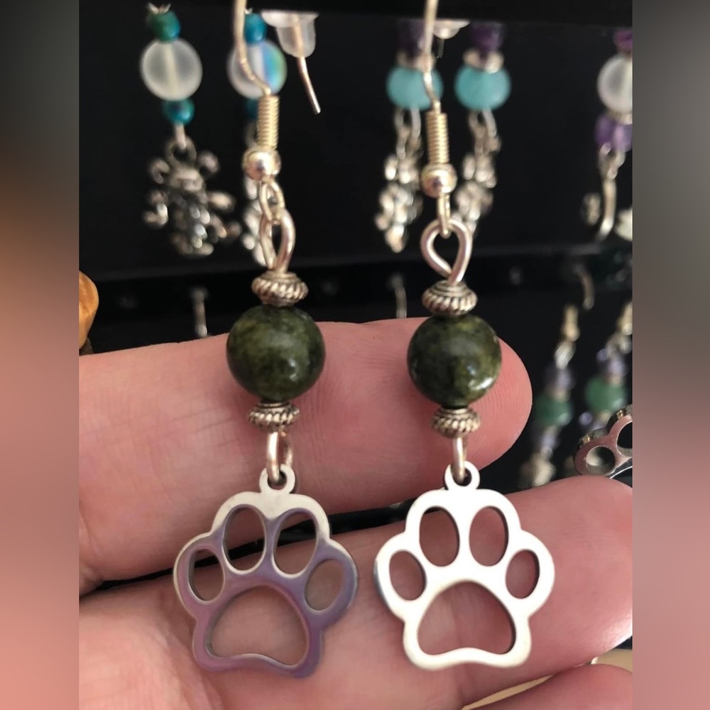 Artisan Handmade with love, dangling gorgeous beaded earrings.  One of a kind.